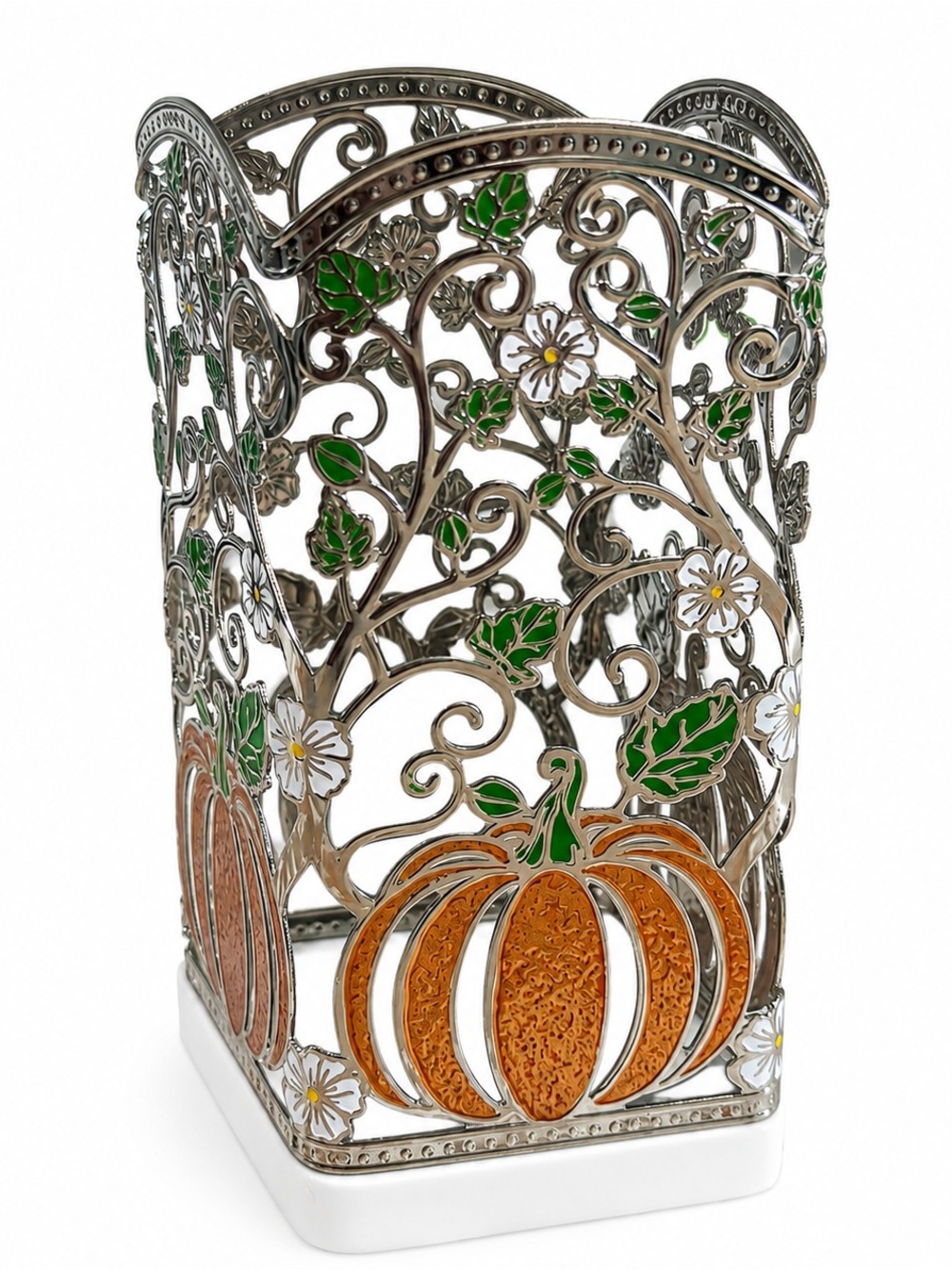 Bath & Body Works Pretty Pumpkin Soap Holder Metal Floral Fall Decor 2026